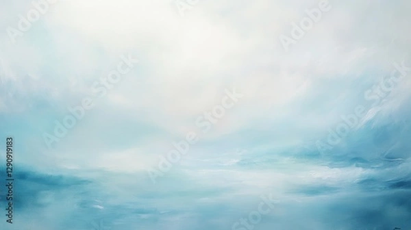 Fototapeta Calm ocean horizon with soft blue tones, serene abstract water reflections, tranquil sky background for relaxation and meditation imagery.