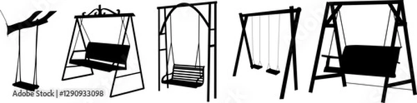 Obraz silhouette swing set on white background, vector