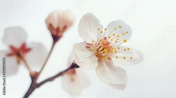 Fototapeta High-detail macro capture of Youtan Poluo  tiny blossoms, set against a bright white background in a studio shot.
