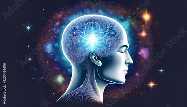 Fototapeta human head silhouette with blue background