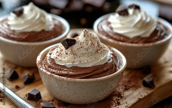 Fototapeta Chocolate Mousse with Whipped Cream