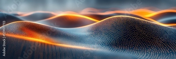 Fototapeta Abstract Glowing Particle Wave Landscape Digital Art Background