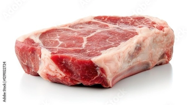 Fototapeta Raw beef steak, isolated on white background, food photography, recipe ingredient