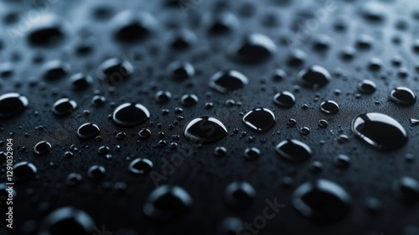 Fototapeta Water Drops on a Dark Blue Surface