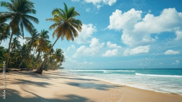 Fototapeta beautiful views of the beach and coconut trees