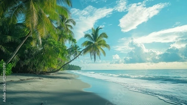 Obraz the beauty of coconut trees on the beach