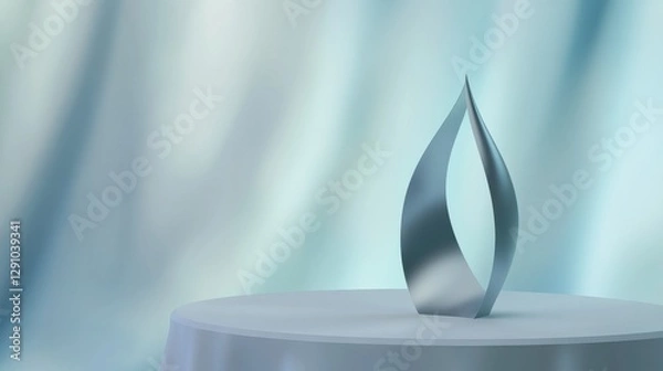 Obraz Modern Abstract Metal Sculpture on a Stylish Pedestal Display