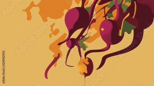 Obraz Abstract Beets in a Dynamic Composition: A Vibrant Food Illustration