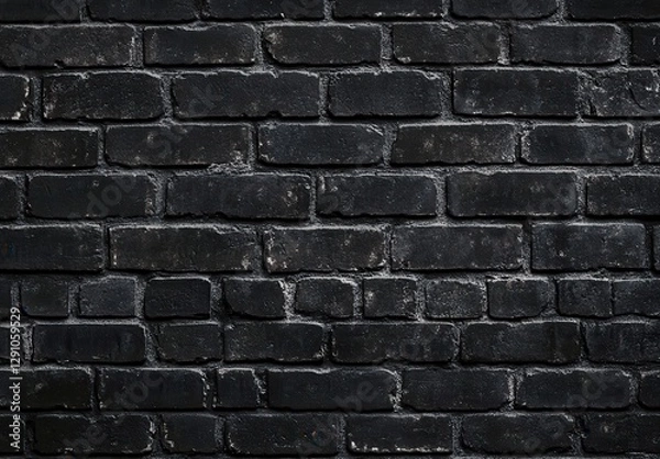 Fototapeta A Detailed and Dramatic View of a Dark Textured Brick Wall with Unique Patterns and Character