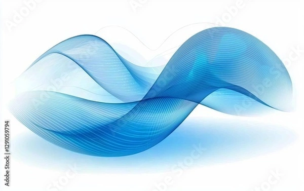 Obraz Abstract blue waves - data stream concept. Vector illustration , isolated on white background,  , copy space for text,