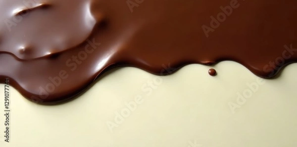 Fototapeta Dark and white chocolate melting together, rich brown and white hues, recipe, blend, decadent