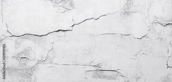 Fototapeta Detailed Textured Surface of a Cracked White Wall with Intricate Patterns and Features