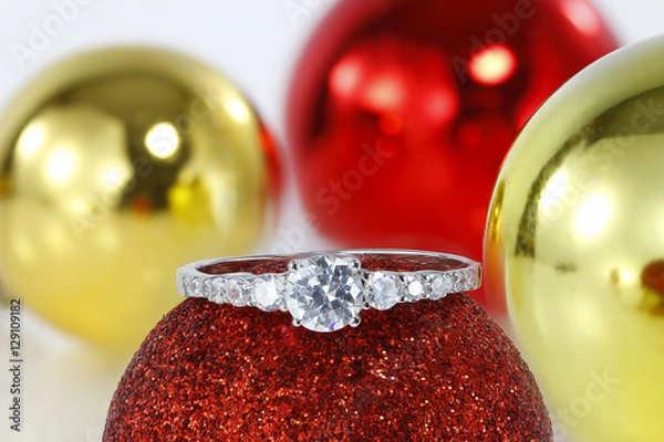 Obraz Diamond ring among Christmas decorations