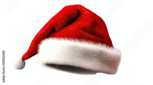 Obraz Festive red Santa hat on a white background, perfect for holiday-themed designs and decorations.