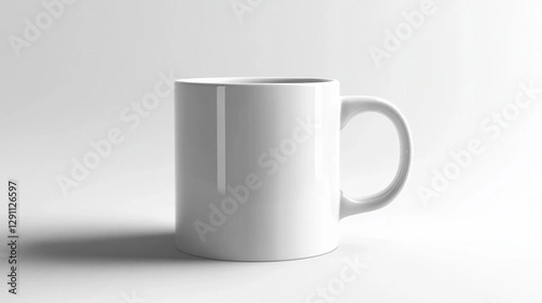 Fototapeta A single ceramic coffee mug on a pure white background