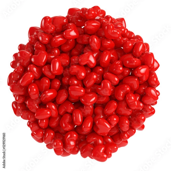 Fototapeta Heap of red abstract hearts isolated on transparent background