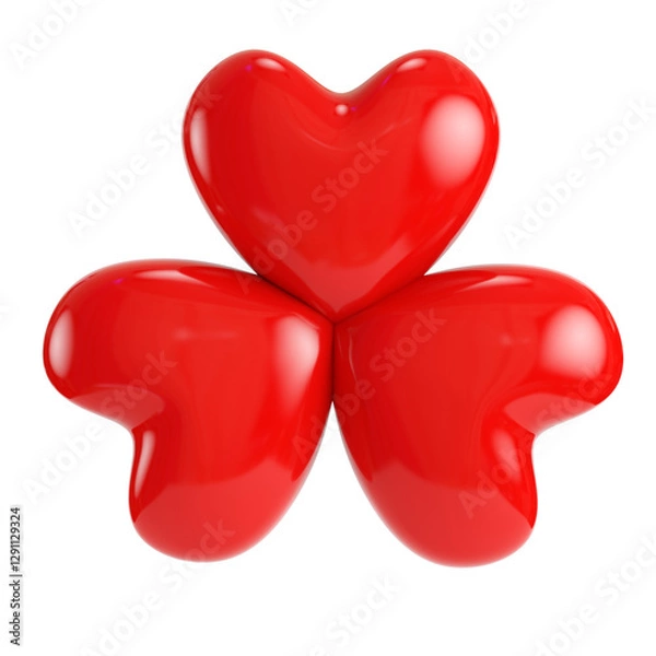 Obraz Three red abstract hearts isolated on transparent background