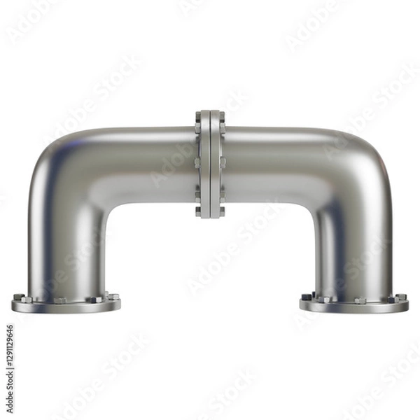 Fototapeta Metal pipe with industrial elements isolated on transparent background