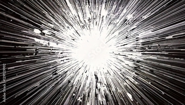 Fototapeta Grunge Starburst Background – A distressed radial burst with rough, textured edges for a vintage, abstract effect