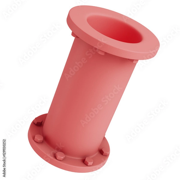 Obraz Abstract pink pipe with industrial elements isolated on transparent background