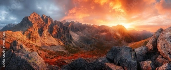 Fototapeta Mountain Sunset Panorama (4)