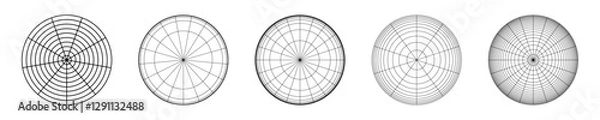 Fototapeta Set of Circular Grid Patterns for Vector Design