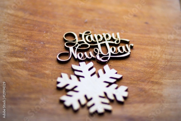 Obraz 2017 Wooden numbers are on the dinner table with decorations