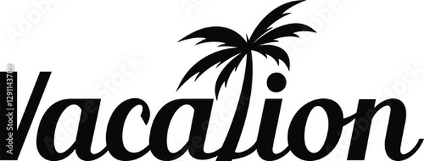 Obraz vacation text logo with plam tree vector