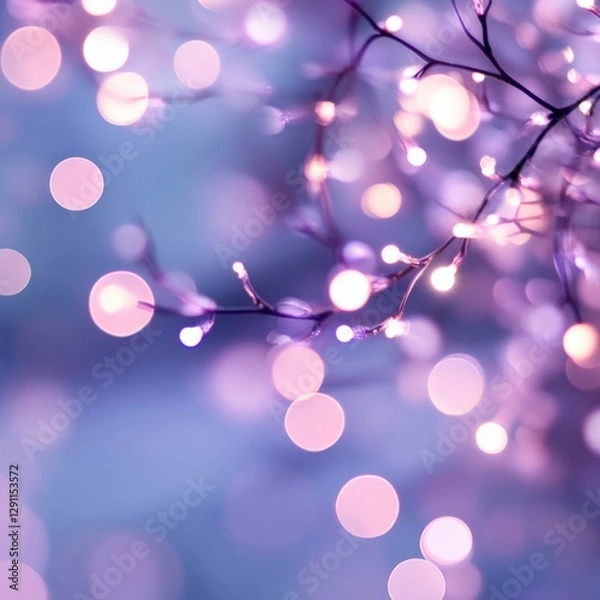 Fototapeta Blurred Christmas Lights with Branches