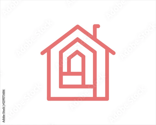 Fototapeta Minimal House or Real estate icon logo design template. Line art Real estate company logo. Simple house property design outline vector illustration