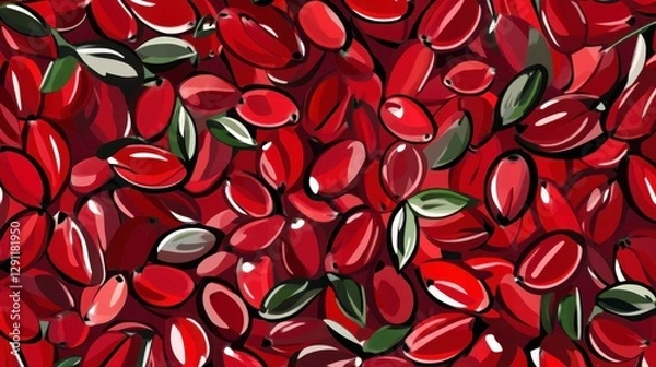 Fototapeta Stunning Red Berries Pattern - A Vibrant Visual Feast