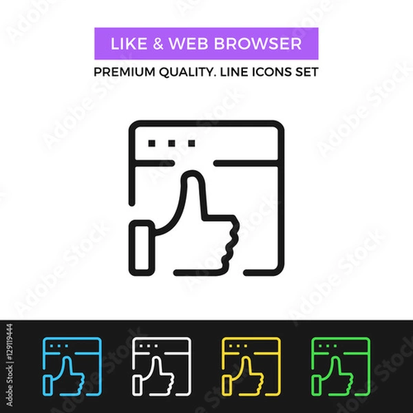 Fototapeta Vector like and web browser icon. Thin line icon