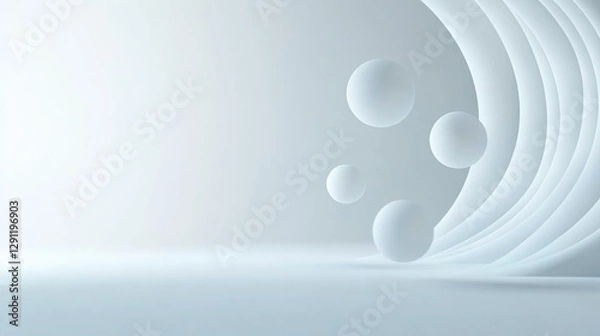 Fototapeta Soft curves flow gracefully across minimalist background, highli