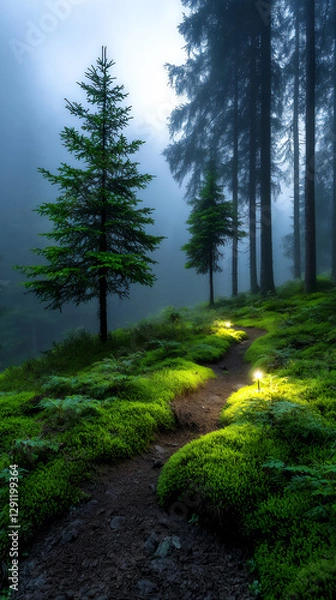 Fototapeta  enchanted forest with whispering pines