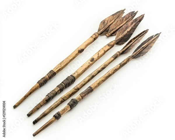 Fototapeta Heritage Arrows. Authentic Handmade Native American Replicas on Bright Background