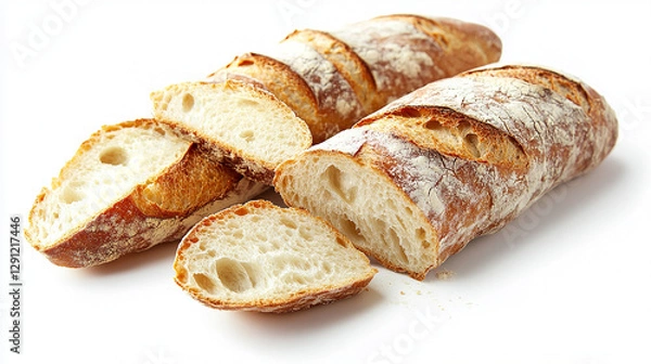 Obraz A sliced baguette with a crispy crust and soft interior