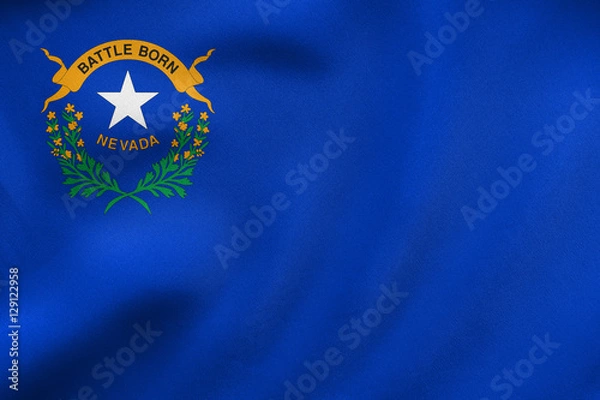 Fototapeta Flag of Nevada waving, real fabric texture