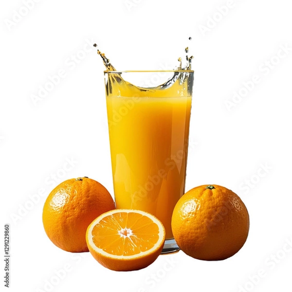 Obraz glass of orange juice and oranges
