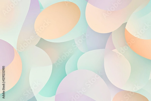 Obraz A series of overlapping circles and soft curves in pastel colors like mint, peach, and lavender. The fluid shapes create a soft, harmonious flow, giving the design a calm and relaxing feel.