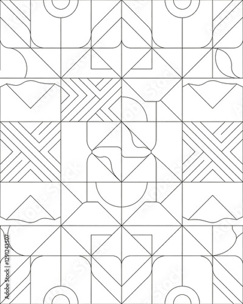 Fototapeta Geometric pattern coloring pages 