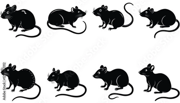 Fototapeta Mouse vector shilhouette bundle. Rat vector shilhouette bundle 