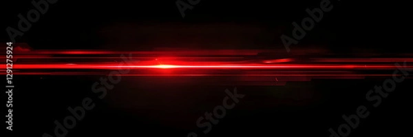 Fototapeta Red speed light horizontal straight line on black background. Realistic vector illustration of abstract neon or laser glow motion effect. Long dynamic flare beam and ray with sparkle in movement.