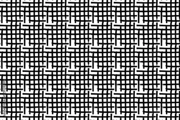 Fototapeta Black abstract brush line painting seamless pattern background. Modern paint line vector background collection hand drawn texture.