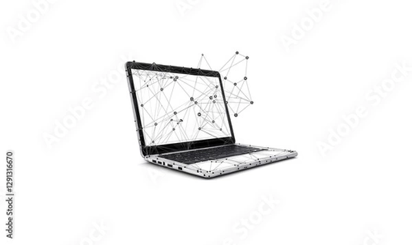 Obraz Laptop low poly technology background with abstract polygonal digital design