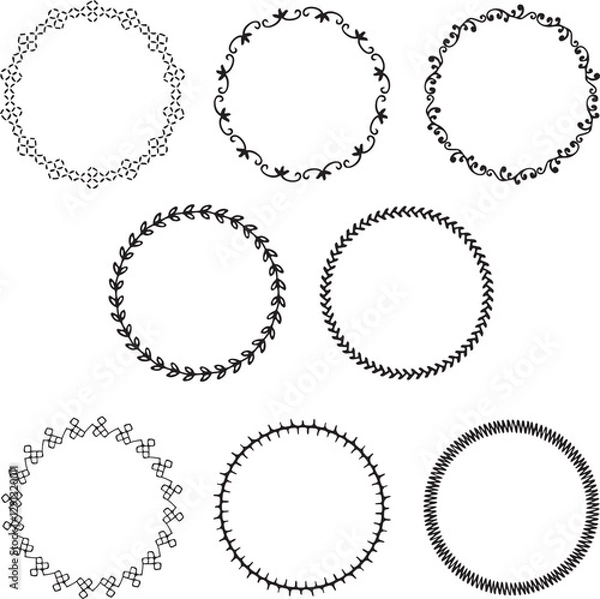 Obraz hand drawn black embroidery stitch vector circle frames
