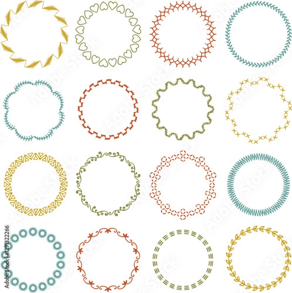 Obraz hand drawn embroidery stitch vintage vector circle frames