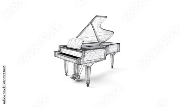 Fototapeta Piano low poly technology background with abstract polygonal digital design