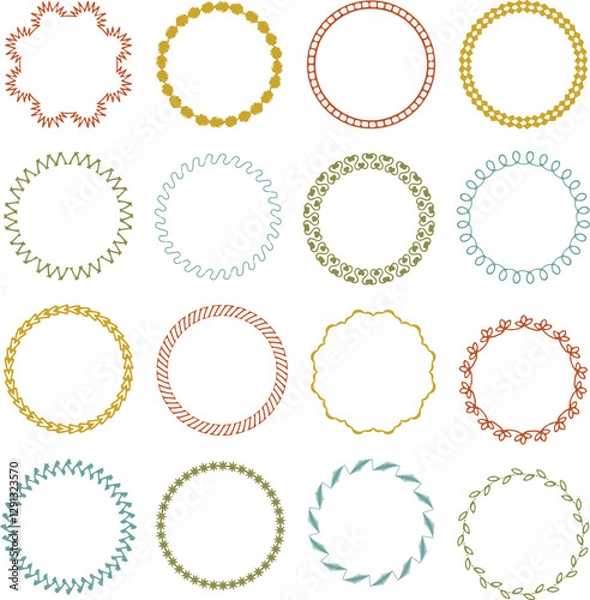 Obraz Hand drawn embroidery stitched circle frames