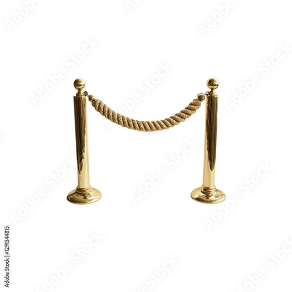 Fototapeta Elegant Gold Barrier Posts with Rope for Crowds and Events