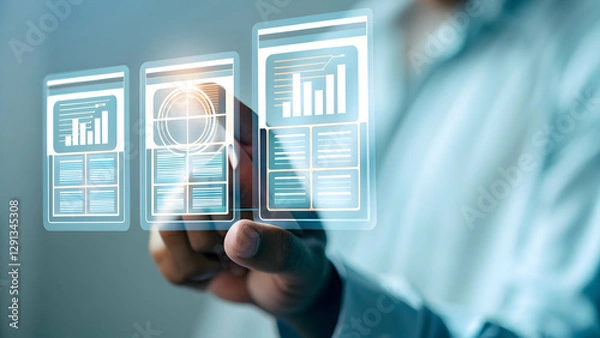 Fototapeta Preparing for Tax Audits: Holographic Device in Action with Space